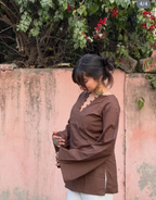 Women's Brown Long Sleeve Top | Casual Summer Ethnic wear