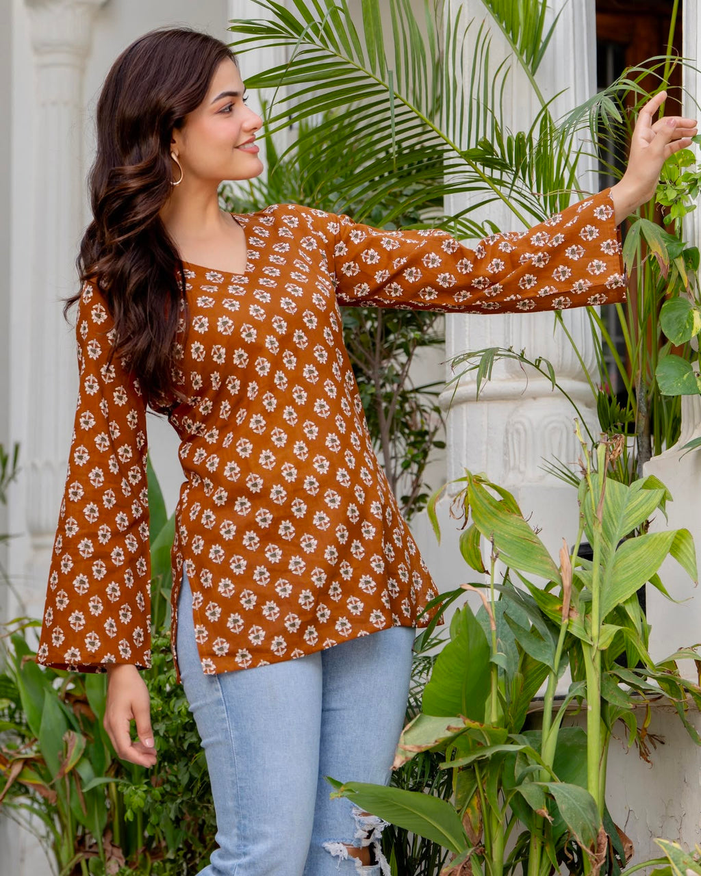 Premium Floral Printed Cotton Kurti Top ✨