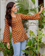 Premium Floral Printed Cotton Kurti Top ✨