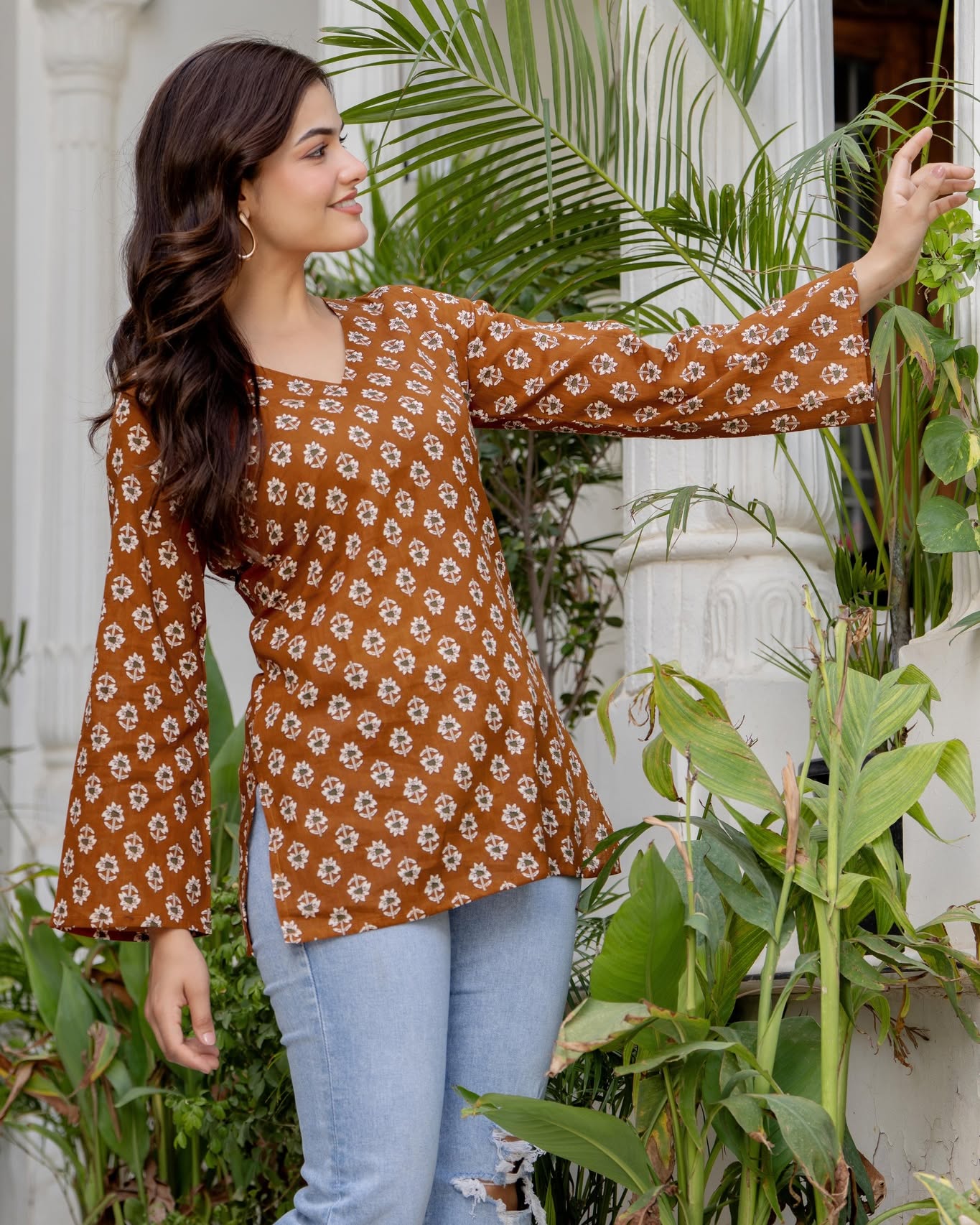 Premium Floral Printed Cotton Kurti Top ✨