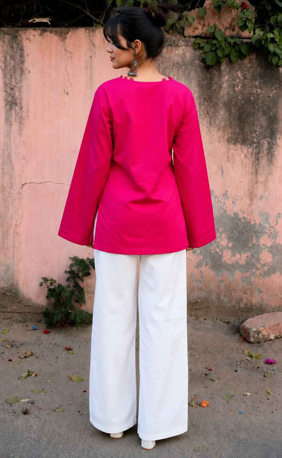 Rakoon Cotton Solid Kurti with Stylish V-Neck Detail