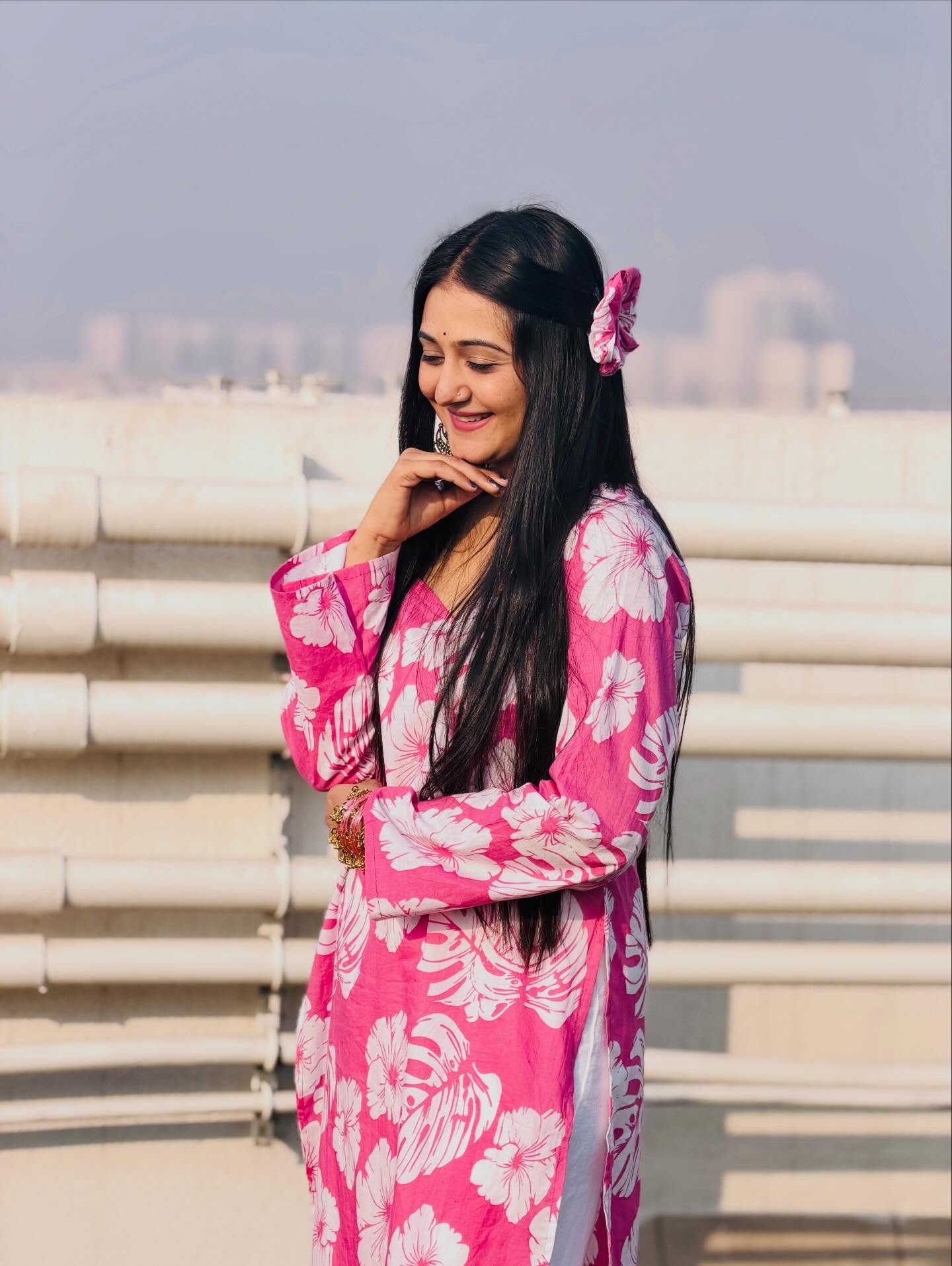 Pink Floral Printed Women’s Kurta | Stylish Casual Summer Kurti for Women