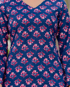 Elegant Navy Blue Printed Cotton Co-ord Set for Women | Breezy Comfort Daily Wear Outfit