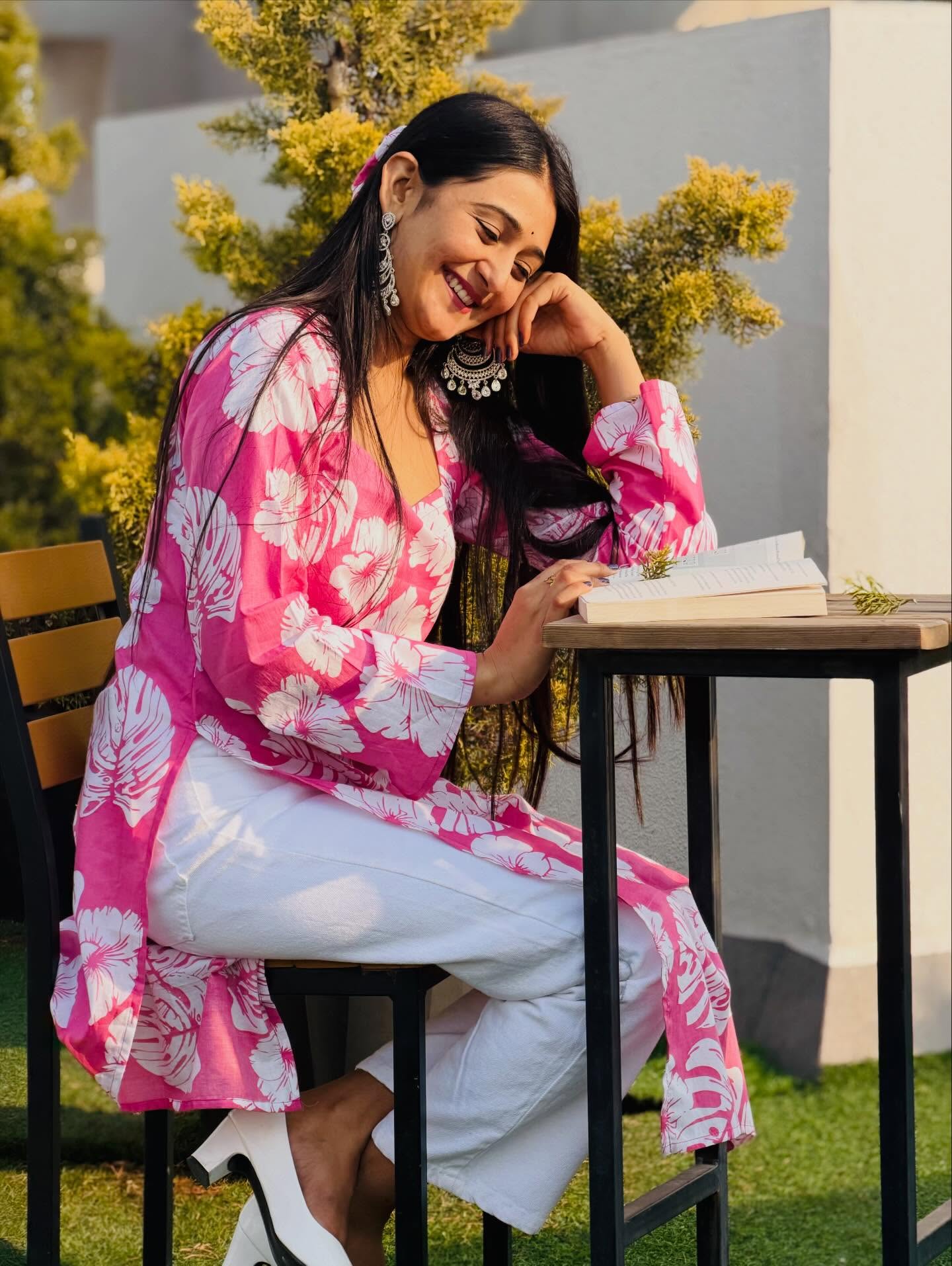 Pink Floral Printed Women’s Kurta | Stylish Casual Summer Kurti for Women
